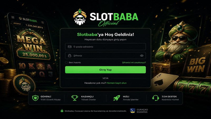 Slotbaba resmi giriş ekranı tanıtım görseli